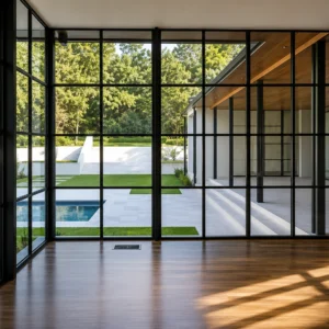 Modern steel frame glass window system for luxury homes commercial buildings and contemporary architectural spaces
