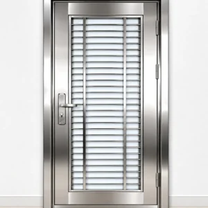 Stainless steel ventilated security door with horizontal grill design for residential and commercial entrance security