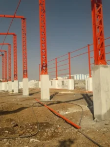 Structural steel columns and roof trusses for pre-engineered buildings industrial warehouses factories and commercial steel structures